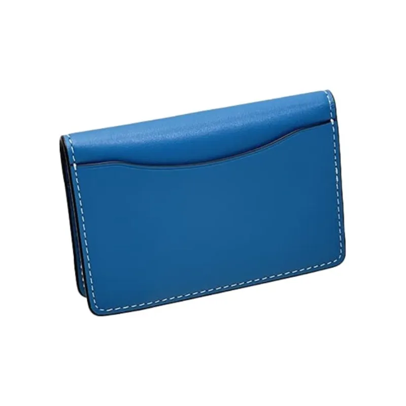 COACH Calfskin Coin Purse Wallet Mini Women's Bronze & Bright Blue-2