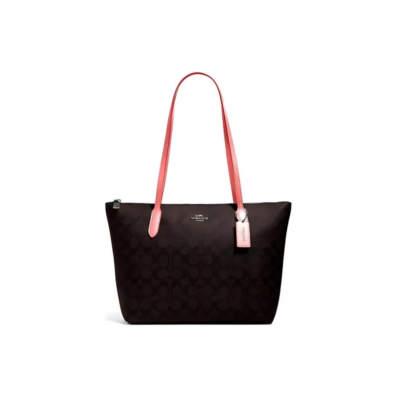 COACH Zip Top Tote Large Size Women's Dark Brown-0