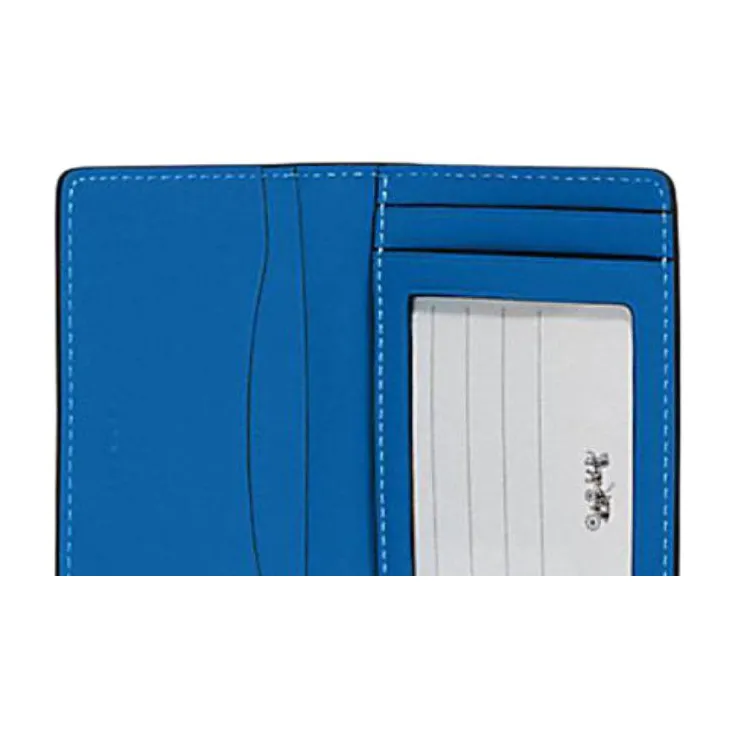 COACH Calfskin Coin Purse Wallet Mini Women's Bronze & Bright Blue-7