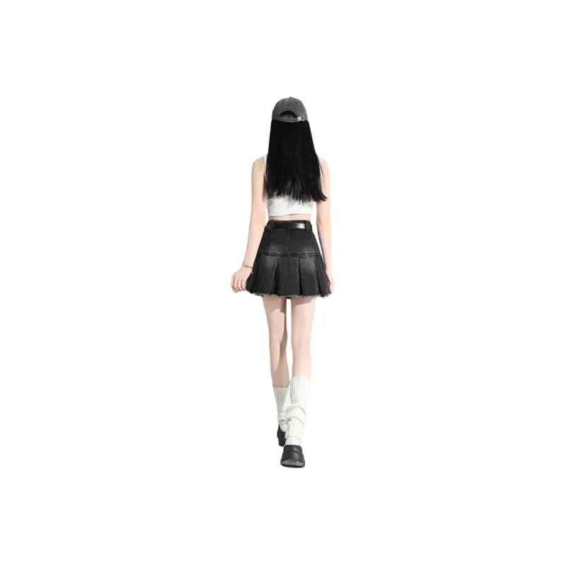 Kazakhstan Denim Short Skirts Women's Black-2