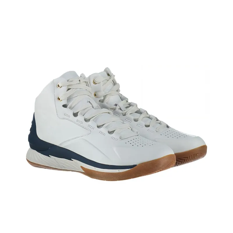 Under Armour Curry 1 Basketball Shoes Unisex Mid Top White/Blue-3