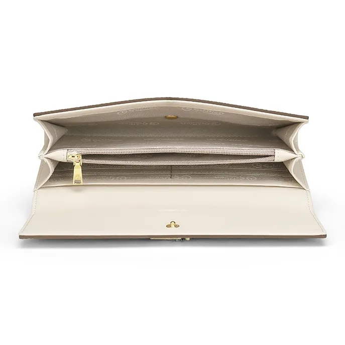 GOLDLION PVC Wallet Women's Ecru/Coffee-3