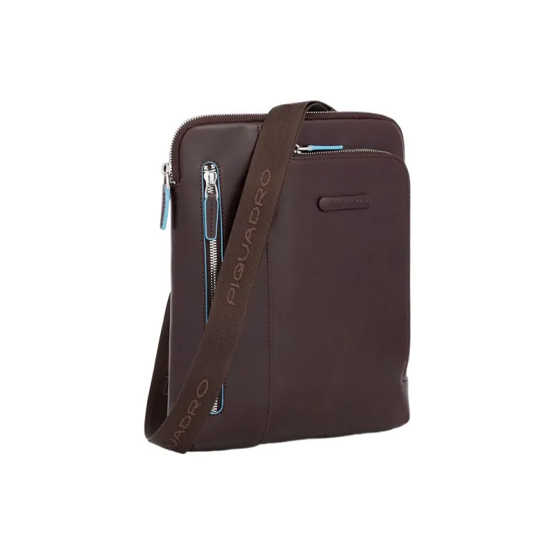 PIQUADRO Leather Crossbody Bag, Shoulder Bag Regular Men's Red Brown-2