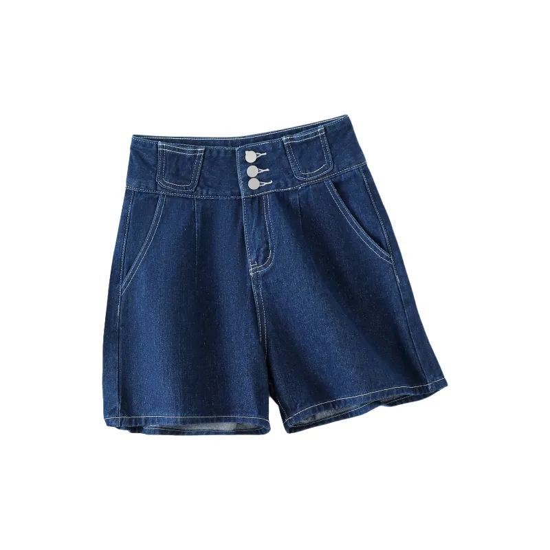 Weixi SS24 Denim Shorts Women's Dark Blue-0