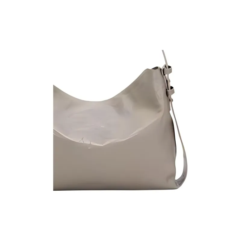 BAMPO Top Grain Cow Leather Hobo Bag, Handbag, Shoulder Bag Medium Size Women's Apricot Gray-3