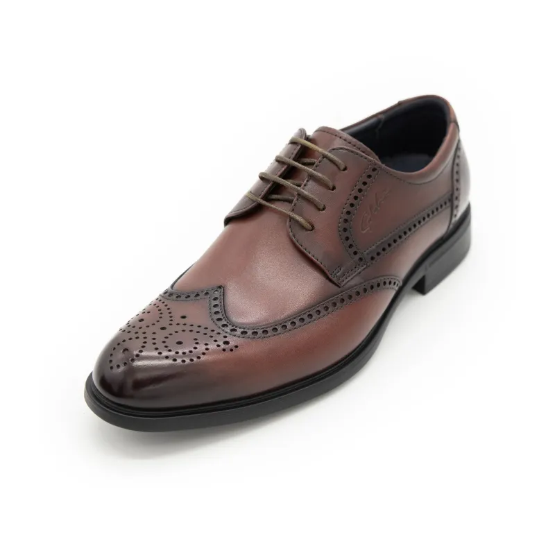 Satchi Business Formal Leather Shoes, Brogue Men's Red Brown-4