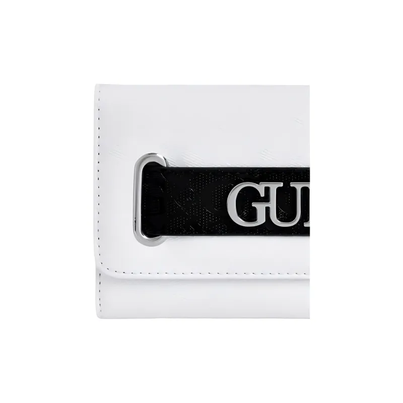 GUESS Coated Canvas Clutch Women's White-3