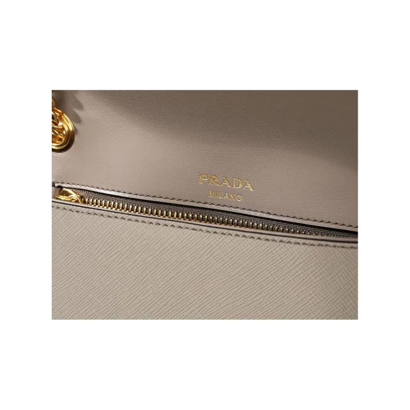 PRADA Saffiano Cow Leather Crossbody Bag Shoulder Bag Women's Gray-11