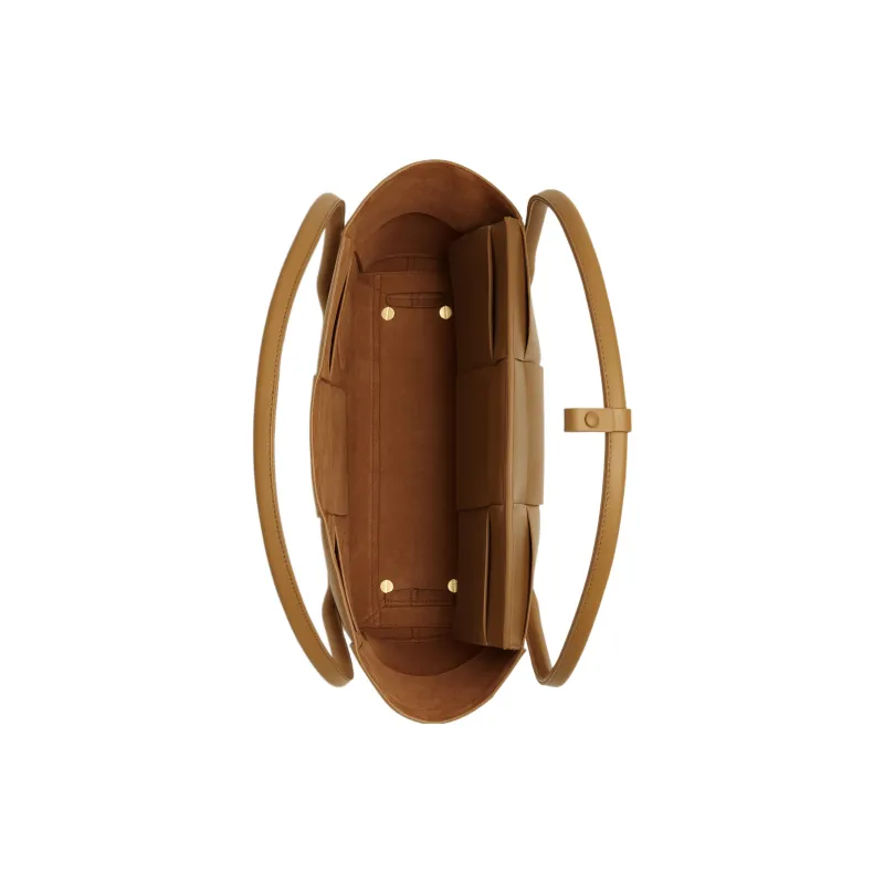 Bottega Veneta ARCO Cow Leather One Shoulder Handbags Medium Size Women's Caramel-4