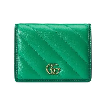 GUCCI Marmont Quilted Leather Card Holder, Wallet Women's Green/Bright Green