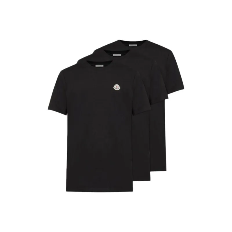 Moncler T shirts En Coton À Logo T Shirt Men's 3 Pack Black-0