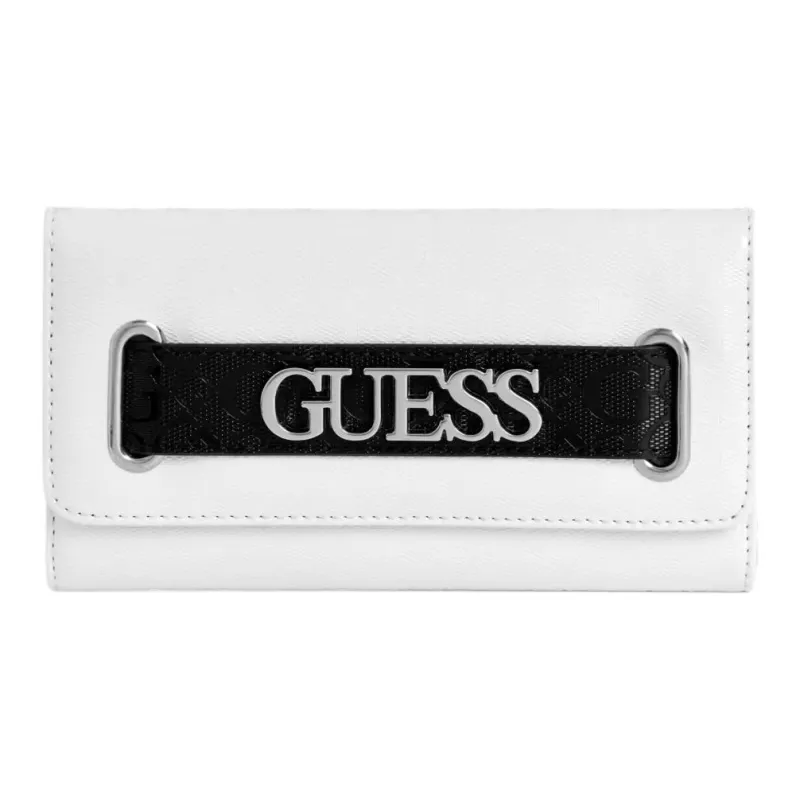GUESS Coated Canvas Clutch Women's White-0