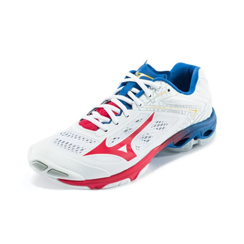 Mizuno Wave Lightning Z5 Cushioning Low-Top Training Shoes Unisex White Red Blue-2