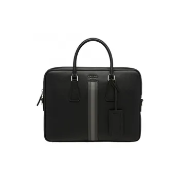 PRADA Saffiano Leather Briefcase Messenger Bag Crossbody Bags Handbags Men's Black