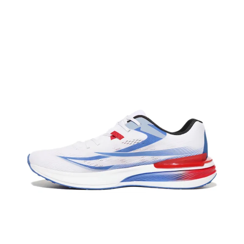 FILA Cushioning, Slip Resistant, And Abrasion Resistant Low Top Casual Running Shoes Unisex White Blue Red-0