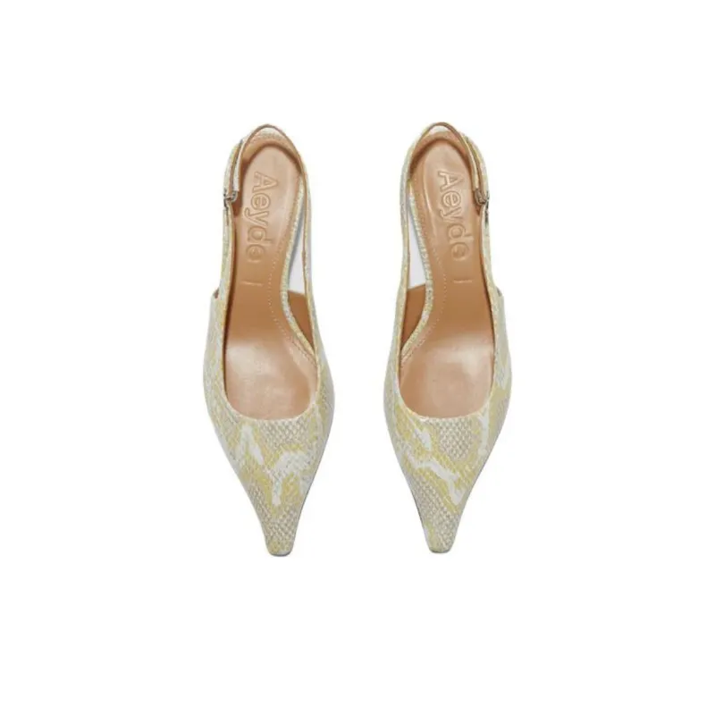 Aeyde Catrina Irregular Heel High Heels 3.5cm Women's Light Yellow-3
