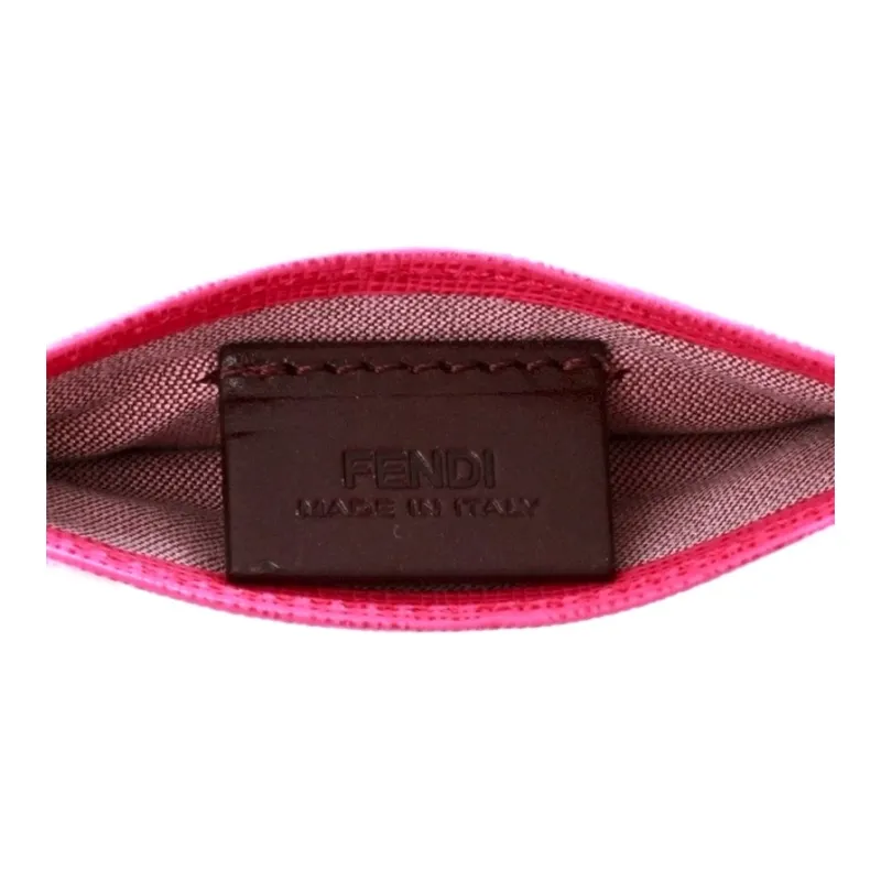 FENDI Cow Leather Card Holder Women's Rose Red-4