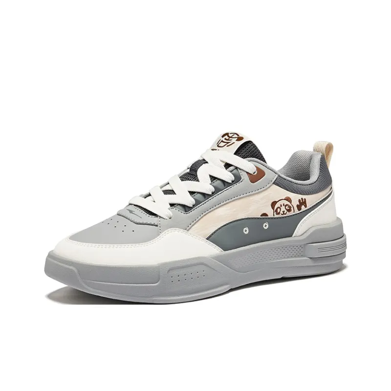 Erke Battery Panda 4lite Slip Resistant Cushioning Height Increasing Low Top Skateboard Shoes Men's Gray Beige-2