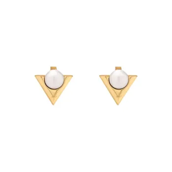 LOUIS VUITTON Resin Pearls Earrings Women's Gold/White