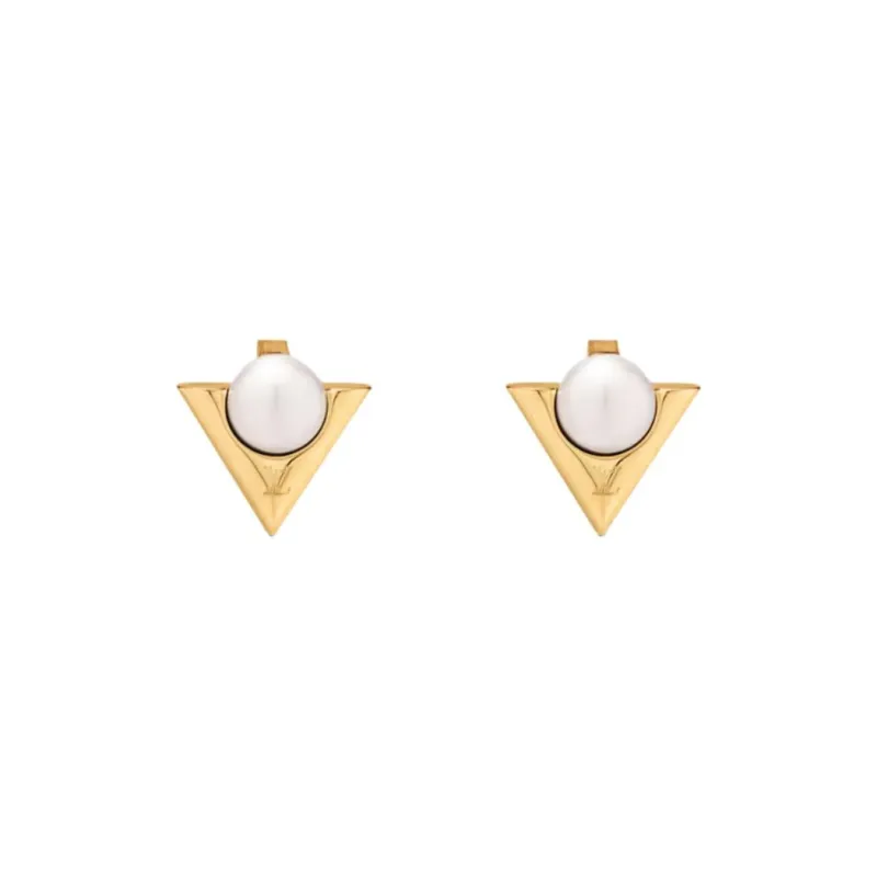 LOUIS VUITTON Resin Pearls Earrings Women's Gold/White-0