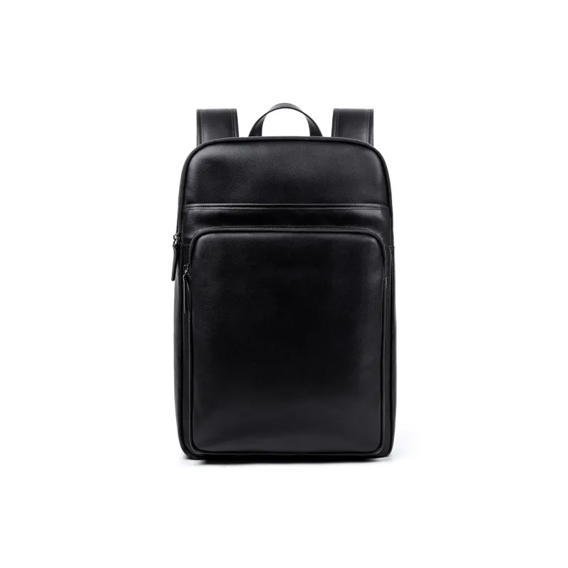 NIUMJ Top Grain Cow Leather Backpack Regular Men's Elegant Black-1