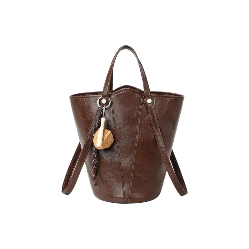 MILLIE'S Synthetic Leather Handbag Tote Regular Women's Brown Coffee-2