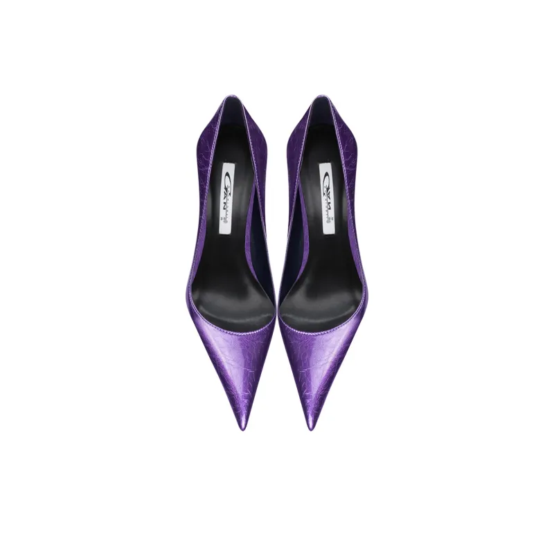Ganxiaojie Slim Heel High Heels Women's Purple-4