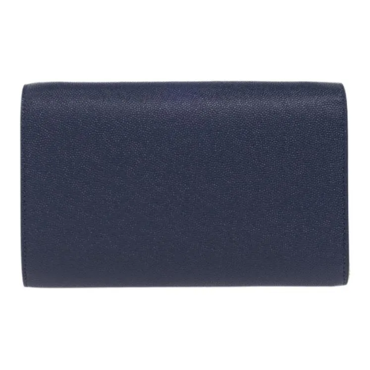 SAINT LAURENT Cow Leather Envelope Bag Wallets Shoulder Bag Crossbody Bag Women's Charcoal Blue-1