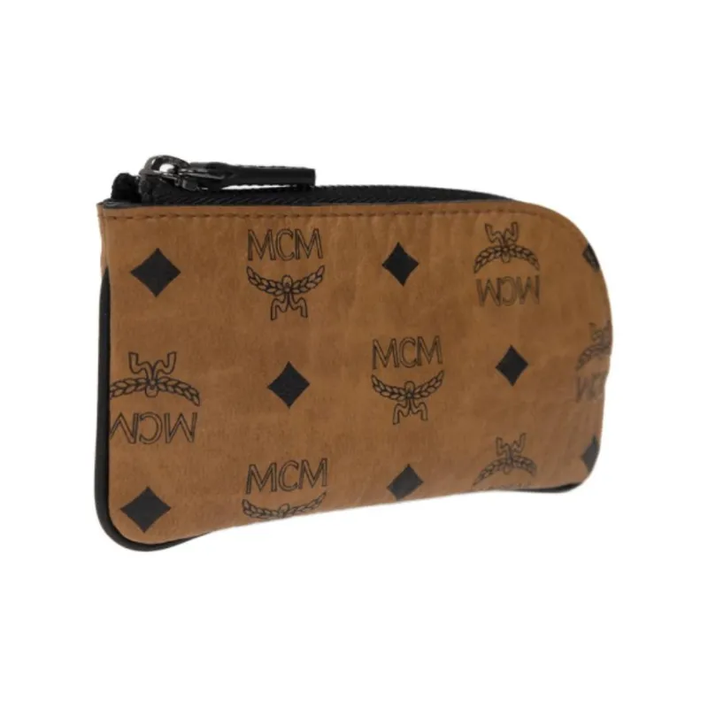 MCM Aren Visetos Coated Canvas Coin Purse Clutch Mini Unisex Brown Cognac-1
