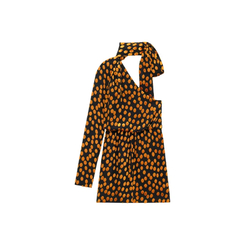 SAINT LAURENT Long Sleeved Dress Women's Orange-1