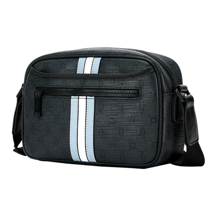 Hush Puppies Synthetic Leather Crossbody Bag, Shoulder Bag Men's Black-1