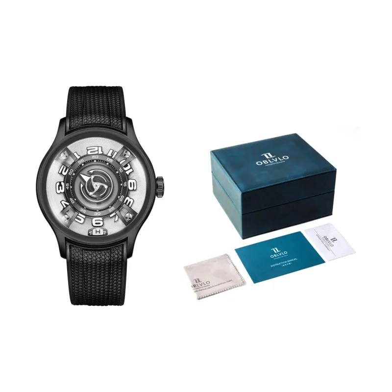 OBLVLO Mechanical Movement Watch Unisex Black Dial-1