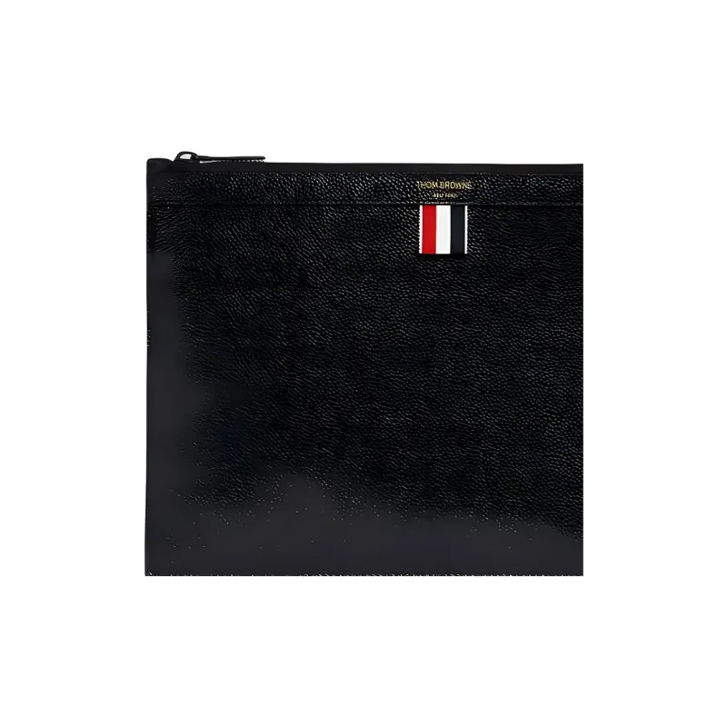 THOM BROWNE· Pebbled Leather Clutch Small Size Men's Black-3