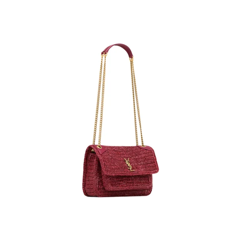 SAINT LAURENT Niki Raffia Shoulder Bag Mini Women's Raspberry Pink-1