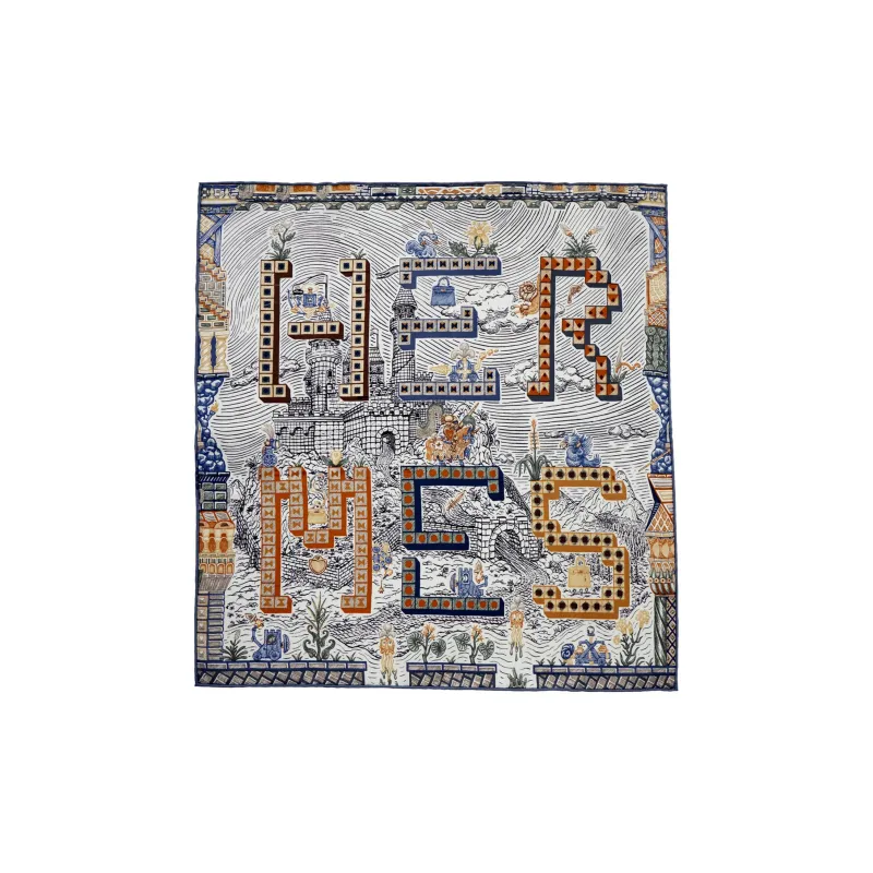 HERMES Silk Scarves Unisex Gray-0
