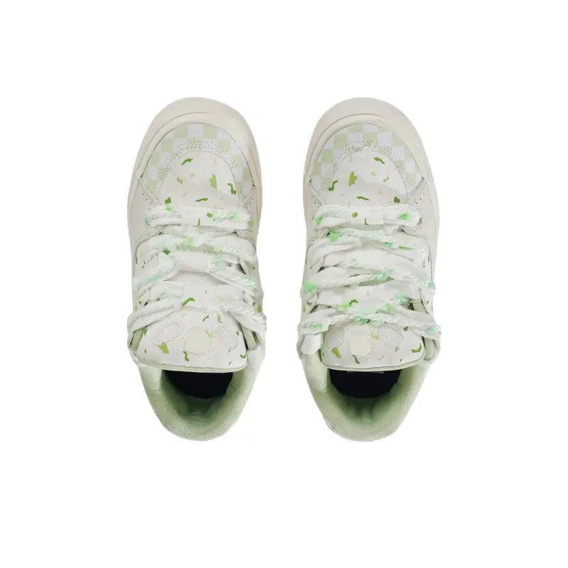 Yalu Wear resistant And Lightweight Low Top Skateboard Shoes Women's Cream Blue-28