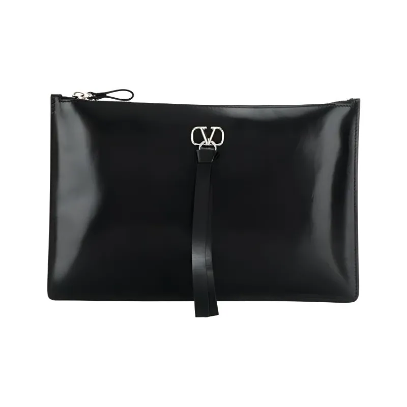 Valentino Calfskin Clutch Unisex Black-0