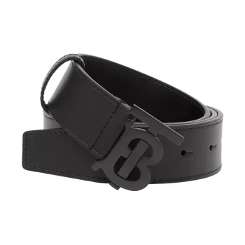 Burberry Matte TB Logo Pattern Leather Leather Belts Men's Width 3.5CM