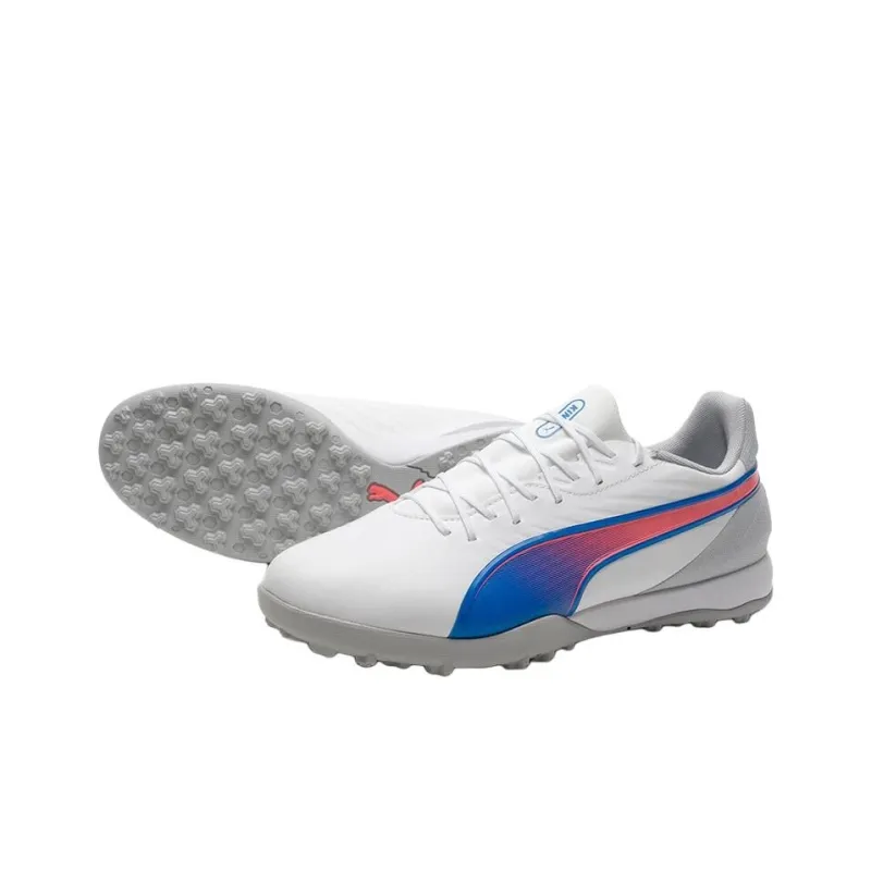 PUMA King Slip Resistant Breathable Soccer Shoes Men's Blue White-2