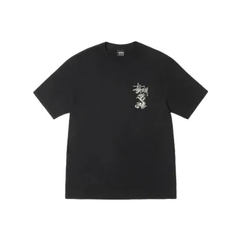 Stussy DOUBLE DRAGON TEE PIGMENT DYED T Shirt Unisex Black
