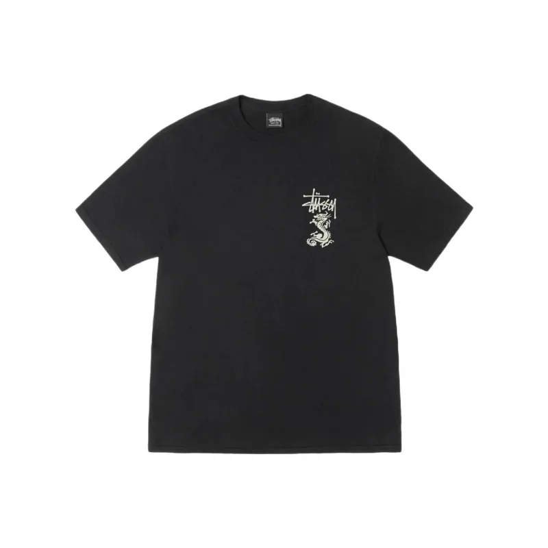 Stussy DOUBLE DRAGON TEE PIGMENT DYED T Shirt Unisex Black-0