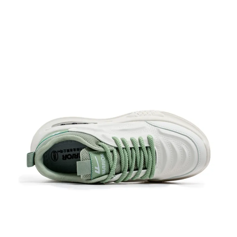 Warrior Height Increasing Wear Resistant Lightweight Slip Resistant Low Top Chunky Sneakers Men's White Green-2