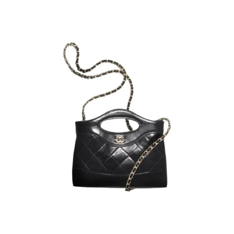CHANEL Bright Cow Leather Shoulder Bag, Crossbody Bag, Handbag Mini Women's Black-4