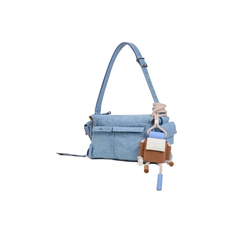 KUNOGIGI Fabric Crossbody Bag, Shoulder Bag Medium Size Women's Denim Blue-9