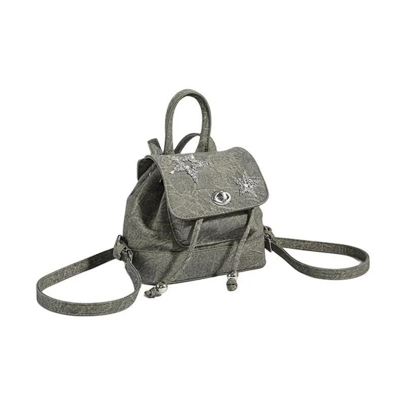 Duoluplo Doron Paul Nylon Fabric Backpack Women's Gray/Blue/Black/Khaki-1