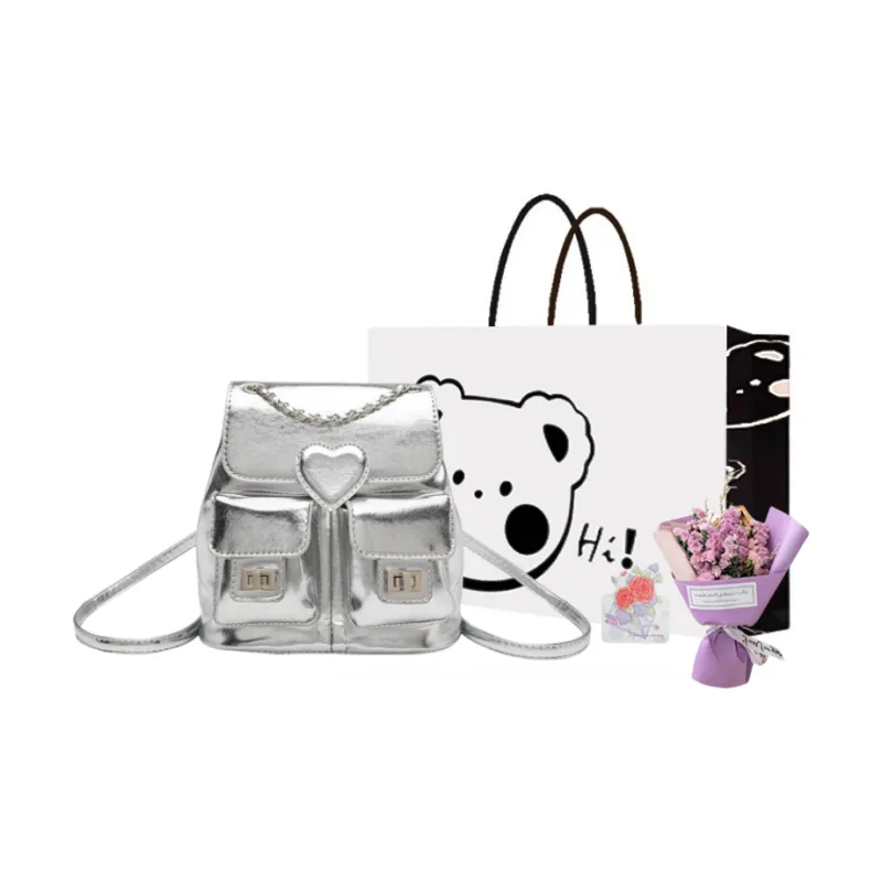 NX DOUGHNUT PU Backpack Women's Silver-6