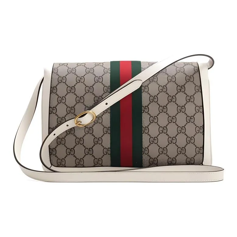 GUCCI Queen Margaret Canvas With Leather Shoulder Bag Crossbody Bag Women's Ivory/Brown-2