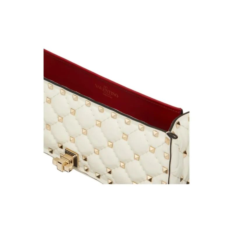 Valentino ROCKSTUD SPIKE Cow Leather Crossbody Handheld Handbag Shoulder Bag Women's Ivory White-5