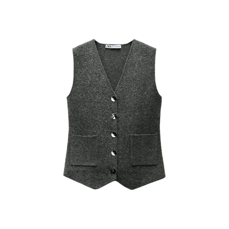 ZARA Vests Women's Light Gray-0