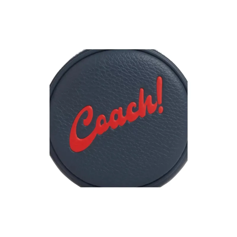 COACH Leather With Calfskin Coin Purse Mini Unisex Denim Blue & Red-3